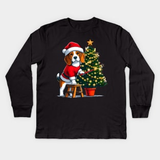 Beagle Dog Christmas Kids Long Sleeve T-Shirt